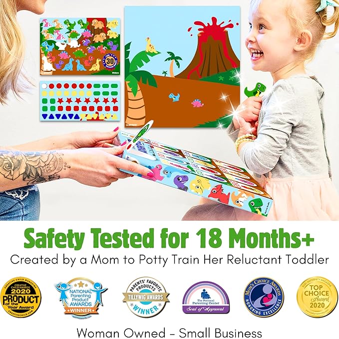 LIL ADVENTS Potty Training Reward System - 14PC Wooden Stacking Blocks with Dinosaur Themed, Montessori Behavior System Advent Calendar for Toddlers 18M+ Boys Girls