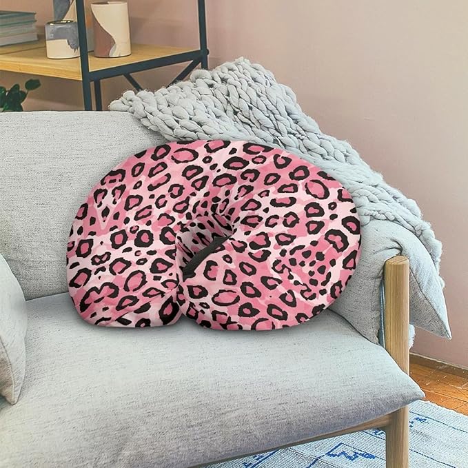 Jeiento Pink Leopard Print Pillow Cover for Nursing Pillow Premium Quick-Dry Fabric Cover for Breastfeeding Pillowcase with Hidden Zipper,Machine Washable