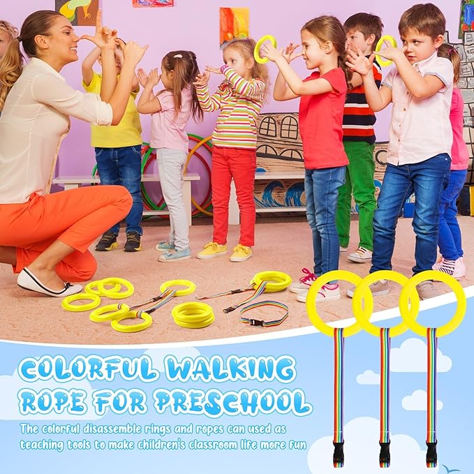 Tatuo 12 Set Toddlers Walking Rope for Preschool Toddlers Detachable Transition Rope Safety Daycare Rope for Preschool Daycare Kindergarten School Kids Outdoor Supplies (Yellow)