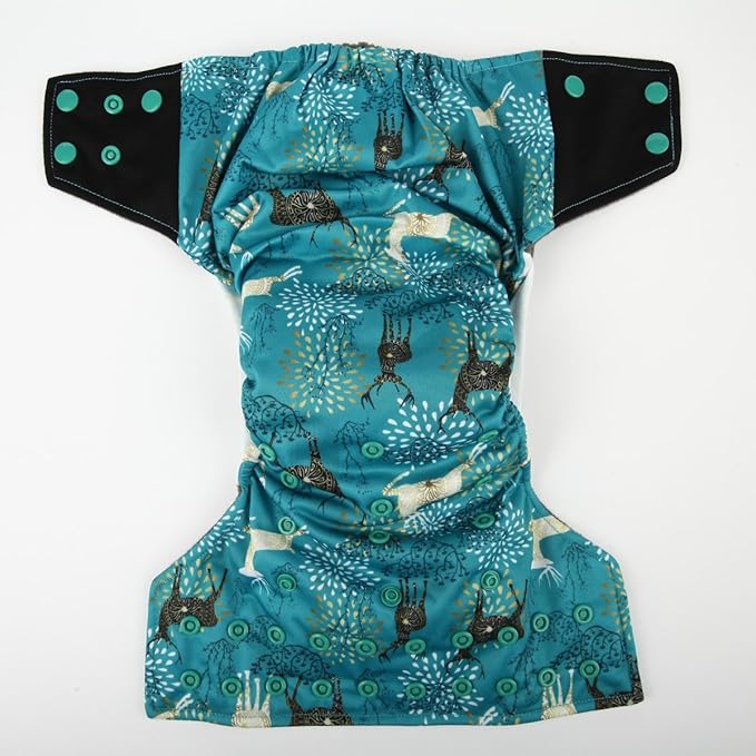 3 AIll in One Cloth Diapers Nappies for Night AIO Sewn in Insert Reusable Washable (Deer Pack)