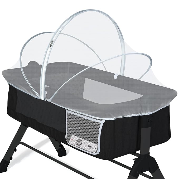 Orzbow Bassinet Cover for Cats - Breathable Mosquito Net Cover for Bassinets/Travel Cribs/Mini Cribs, Baby Mosquito Net to Keep Pets Out, with Two-Way Self-Locking Zippers and Storage Bag, White
