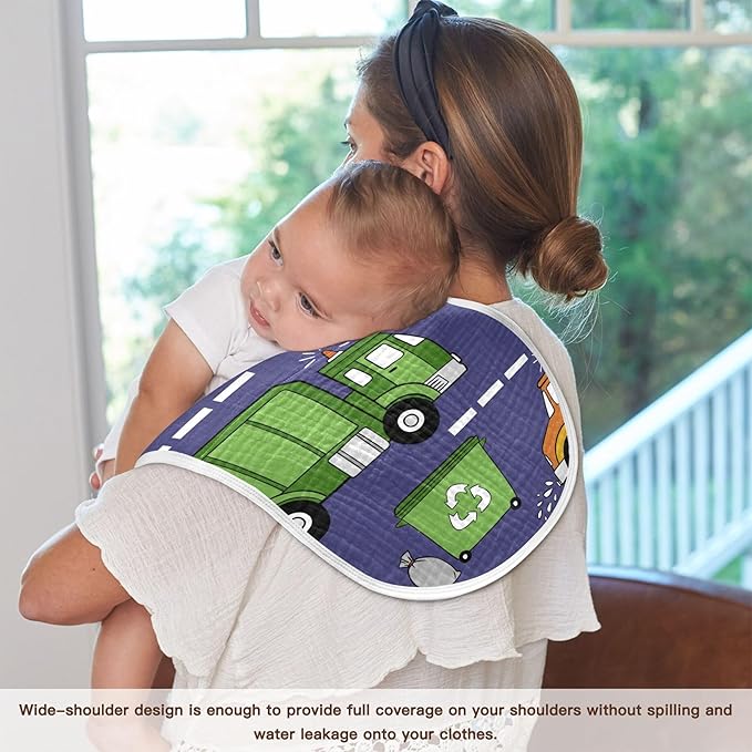 Garbage Trucks Cars Burp Cloths Baby Boys Girls Absorbent Soft Cotton Burping Cloths Rags 2 Pack