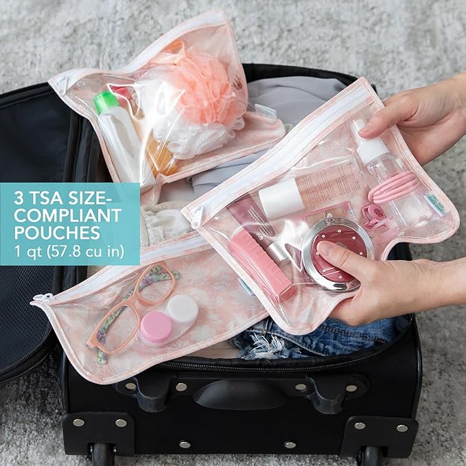 Bumkins Waterproof Wet Bag and Packing Pouches, Pink Lace