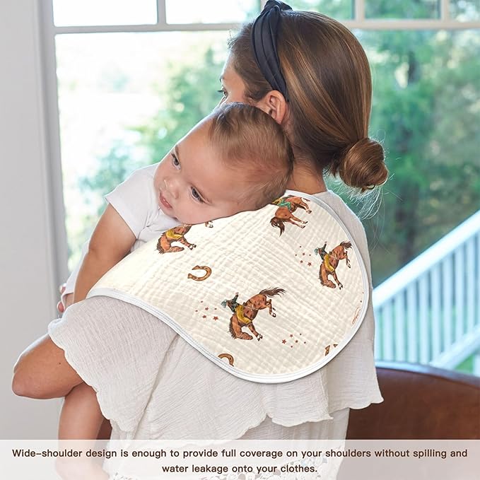 Farm Western Cowboys Burp Cloths Baby Boys Girls Absorbent Soft Cotton Burping Cloths Rags, 2 Pack