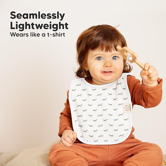 KeaBabies 8-Pack Bibs for Baby Girl, Boy - Pullover Large Baby Bibs for Drooling and Teething Infant, Newborn, Soft & Absorbent Organic Cotton, Long Torso Coverage Keep Toddler Clean & Dry (Vessels)