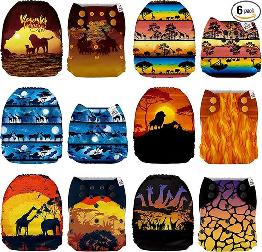 Mama Koala 1.0 Cloth Diapers for Babies, 6 Pack Pocket Shell Only (NO Inserts) - One Size Washable and Reusable Pocket Diapers for Newborns and Toddlers - 160024