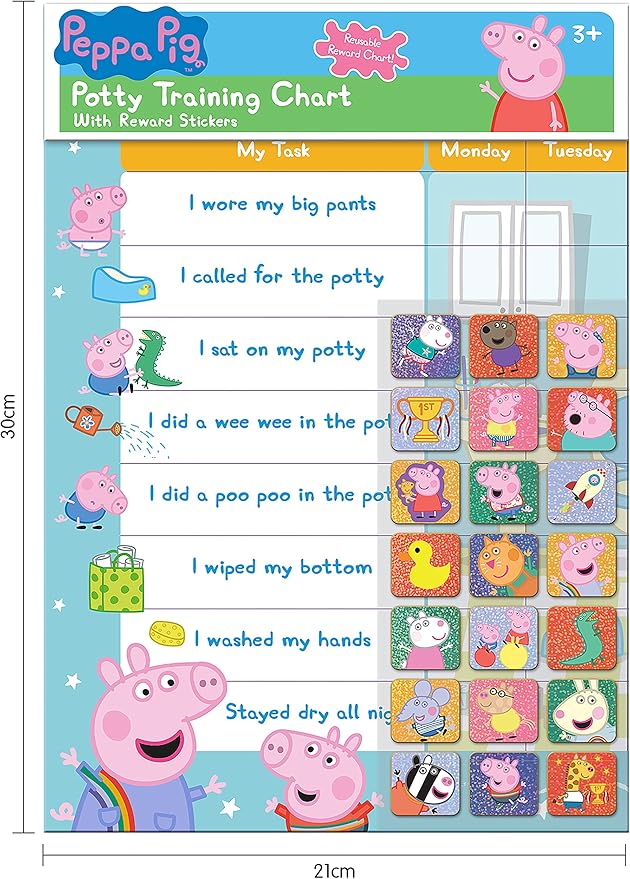 Paper Projects 01.70.30.022 Peppa Pig Potty and Toilet Training Reward Chart and 56 Sparkly Stickers, Pink