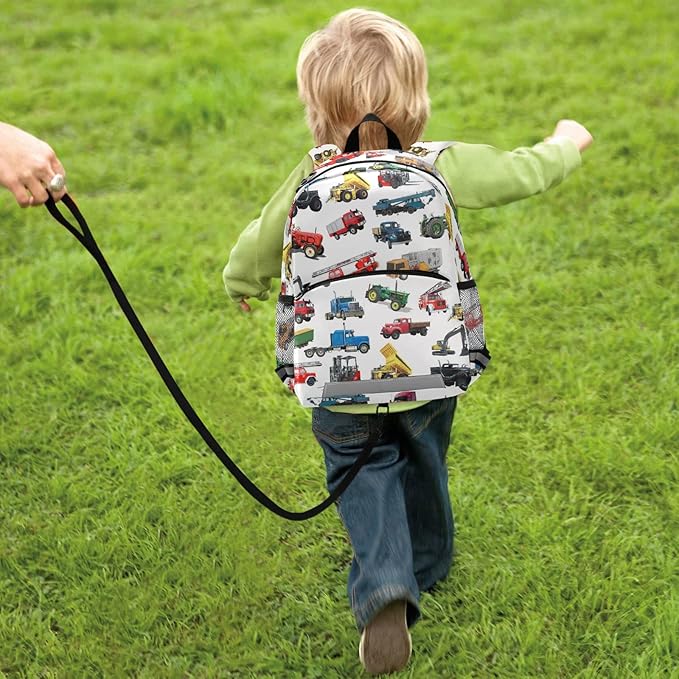 Fire Truck Tractor Truck Construction Car Kid's Toddler Backpack for Boys Girls Preschool Nursery with Safety Leash (031119) Over 3 years old
