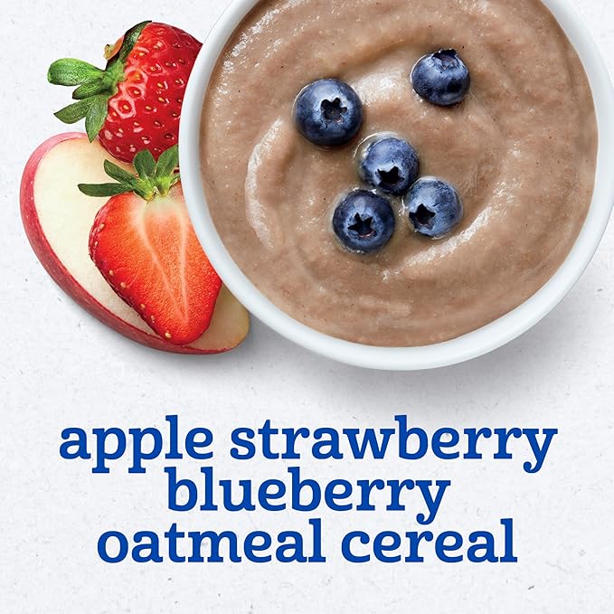 Gerber 2nd Foods Apple Strawberry Blueberry with Mixed Cereal Baby Food, 4 oz Tubs, 2 Count (Pack of 8)