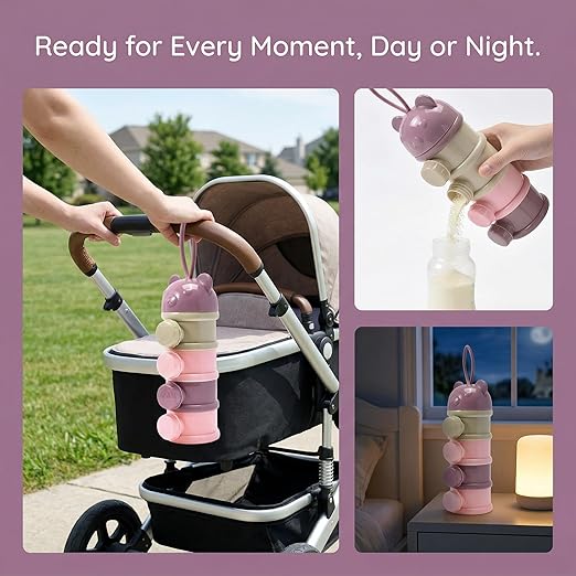 2 PCS 4-Layer Baby Milk Powder Dispenser, Stackable Formula Container for Travel, Portable Snack Storage Box