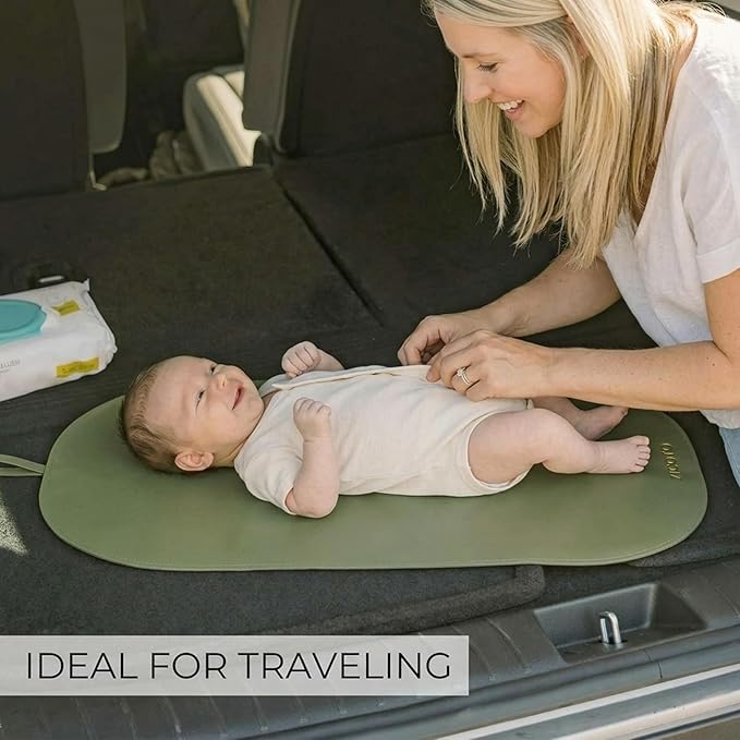 Beautiful Baby Diaper Changing Mat Made of Vegan Leather - Soft and Easy to Wipe Changing Pad for Travel or at Home Use - Lightweight and Foldable Mat that Perfectly Fits Into Any Diaper Bag