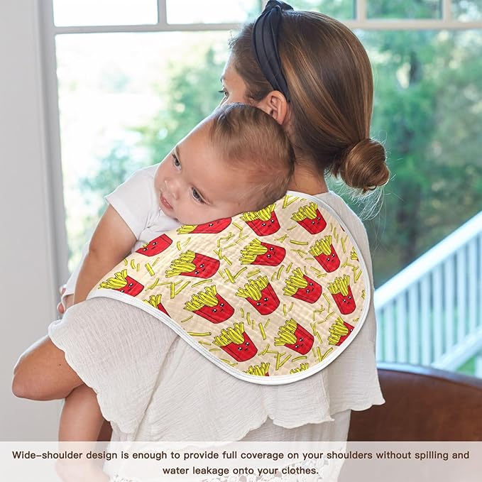 vvfelixl Baby Burp Cloths Colorful French Fries Baby Newborn Cotton Burping Cloths Set Baby Washcloths 4 Pack