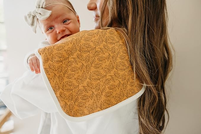 Copper Pearl Baby Burp Cloths for Boys & Girls - Cotton Burp Cloths Baby Girl & Boy, 3 Pack Soft Spit Up Rags, Extra Absorbent Layers for Newborn, Infant Towels, 21x10 in - Eden Set