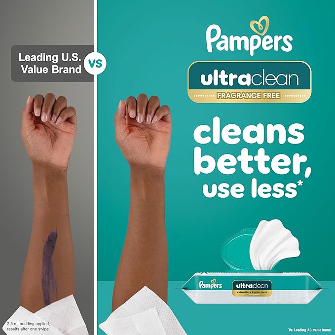 Pampers Pull On Cruisers 360° Fit Disposable Baby Diapers Size 5, 128 Count with Free & Gentle Baby Wipes 12 Flip-Top Packs (936 Wipes Total)