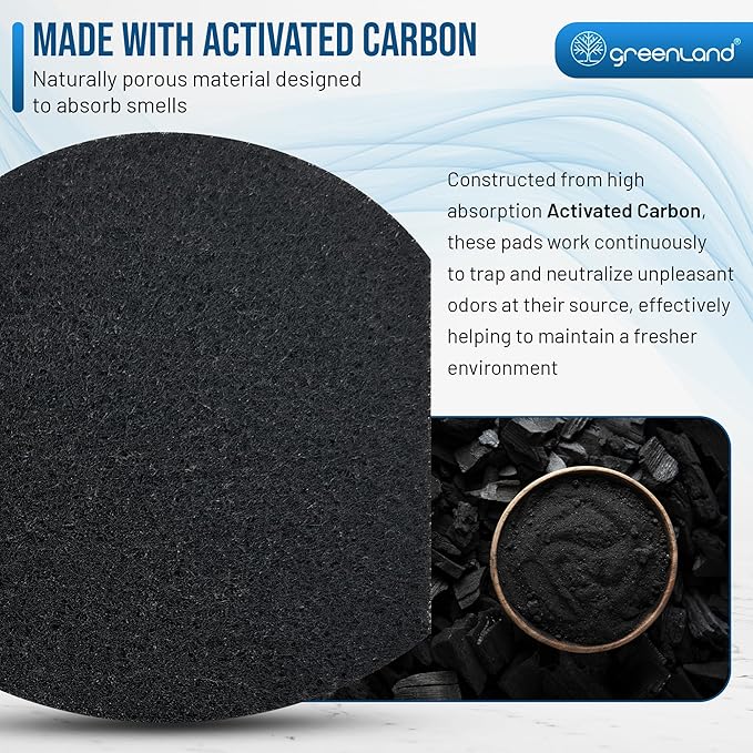 Greenland® 12-Pack Carbon Filter Refills Compatible with Ubbi® Diaper Pail – Activated Charcoal Odor Absorbing Pads, Long-Lasting Deodorizer Replacement for Ubbi Steel Diaper Pail