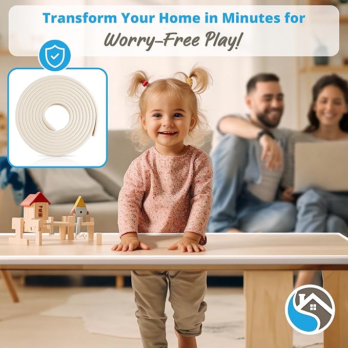 Premium 12ft Edge Protector for Baby, Odorless & Waterproof Foam Cushion with 3M Adhesive Tape, Non-Toxic to Baby Proof Corners and Edges, Wall Corner Protector & Desk Edge Cushion White