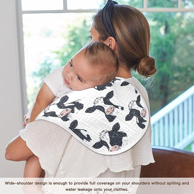 Farm Cows Cute Burp Cloths Baby Boys Girls Absorbent Soft Cotton Burping Cloths Rags, 2 Pack