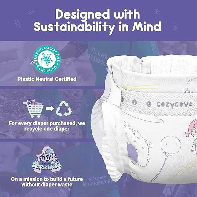 Cozycove Travel Pack Size 2 Tape Diapers Carton, Snooze On Slim Overnight Tape Diapers, Size 2 (9-18 lbs), Carton, 100 Count (20 Packs of 5)