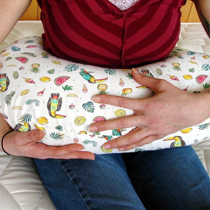 Toucan Tropical Flowers Leaves Baby Nursing Pillow Covers for Boy Girl Summer Birds Fruits Nursery Pillowcase for Breastfeeding Pillows Boho Beach Vacation Soft Stretchy Slipcovers for Newborn Infant