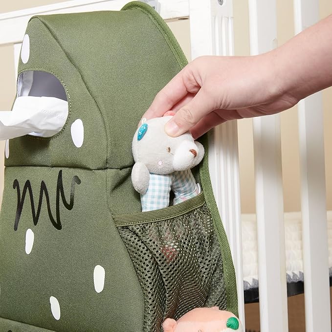 SUNEVNO Baby Diaper Caddy Organizer Hanging Diaper Stacker, Baby Crib organizer Classified Storage for Changing Table Crib Playard or Wall & Nursery Organization (Pine Tree)