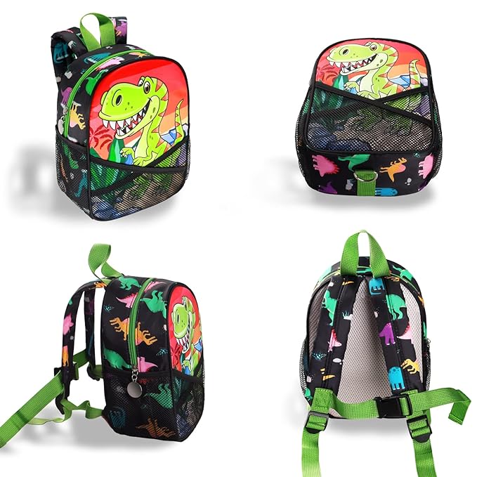 Backpack Leash for Toddlers, Dinosaur Kids Backpacks with Anti Lost Wrist Link, Children Mini Travel Bag for Baby Boys Girls
