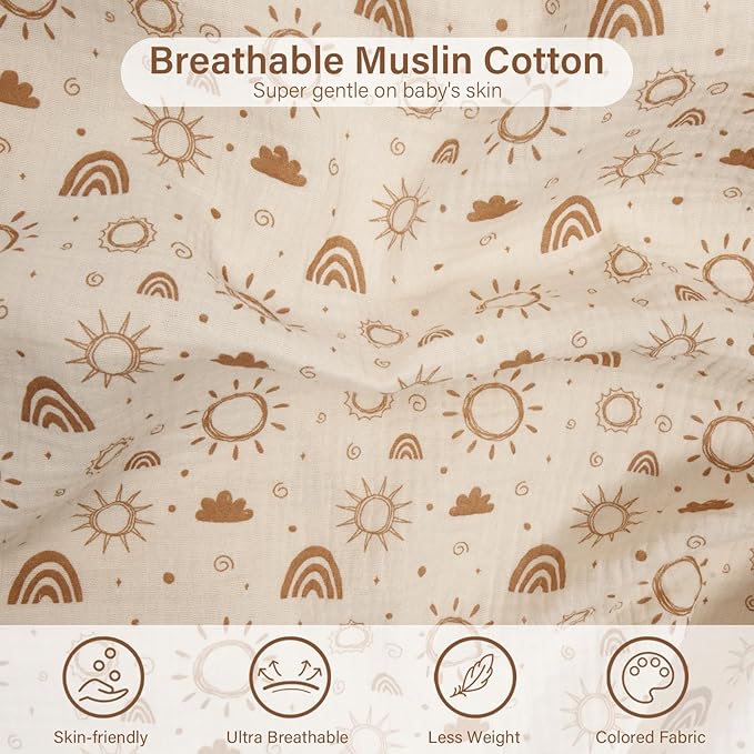 MEXXI Muslin Nursing Covers for Breastfeeding, Breastfeeding Cover with Arch Neckline,100% Cotton Breathable and Lightweight Privacy Nursing Apron 43 * 30 Inch (Beige)