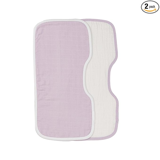Under the Nile Organic Cotton Contoured Baby Muslin Burp Cloth Two Pack Set in Lavender