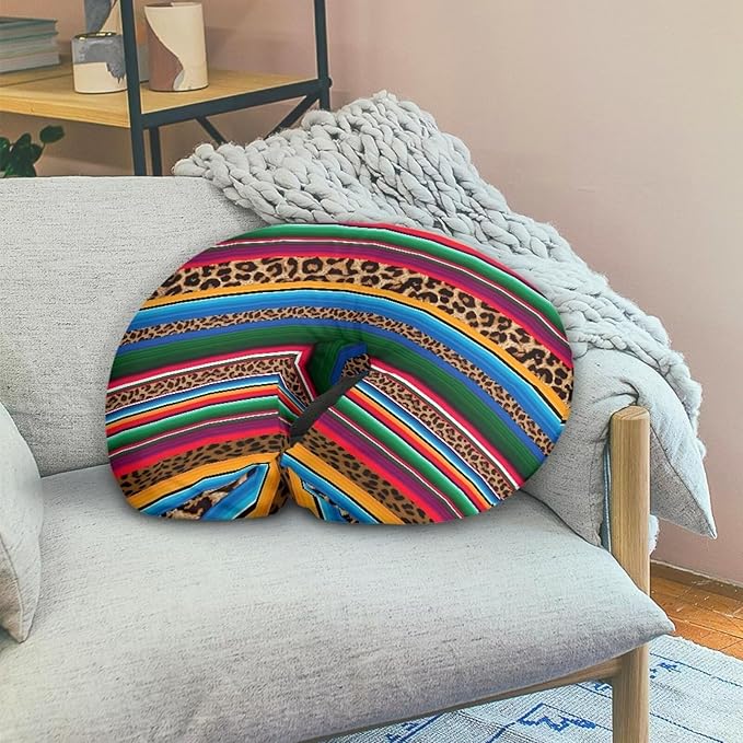 Leopard Print Nursing Pillow Cover for Breastfeeding, Rainbow Stripes Pattern Soft Breastfeeding Pillow Slipcover, Machine Washable