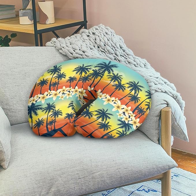 Forchrinse Hawaiian Palm Tree Plumeria Rainbow Sky Nursing Pillow Cover Breastfeeding Pillow Slipcover Soft Stretch Pillow Cover for Breastfeeding