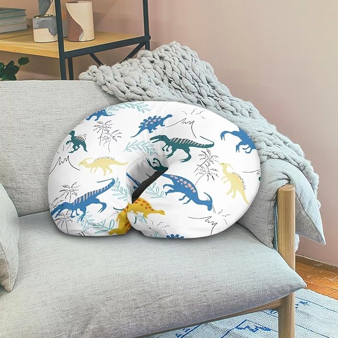 Nursing Pillow Case for Newborn Cute Dinosaur Breastfeeding Pillow Slipcover for Baby Boys & Girls Soft Fabric Fit Snug On Infant Washable & Breathable