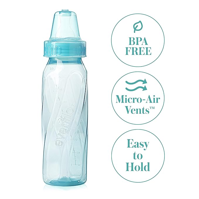 Classic Tinted Plastic Bottles, 8 Ounce (Pack of 12) and Classic BPA-Free Silicone Fast Flow Nipples, 6 Count (Pack of 1)