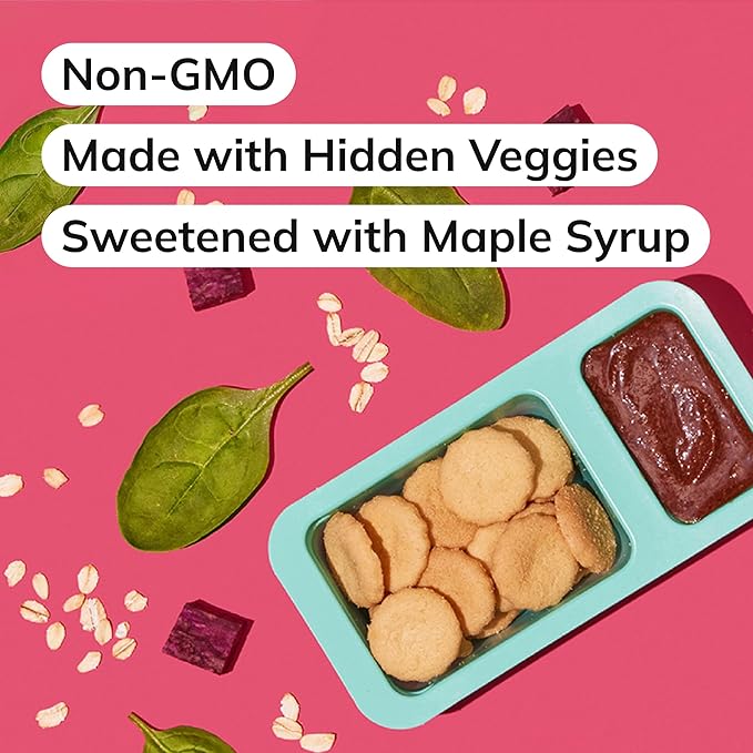 Little Spoon Brownie Batter Dip + Cookies Dipster, Big Kid Favorite Dunking Snack with Hidden Veggies, Organic Oats, Purple Sweet Potato & Spinach, Maple Sweetened, Non-GMO, 2g Plant Protein, 3 Trays per Pack, Total of 12 Trays