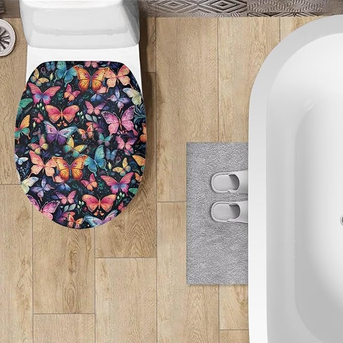 Butterfly Toilet Seat Covers for Polyester Fabric Soft Bathroom - Keep Clean Tidy Suitable for Public Restrooms Long-Term Travel Boarding
