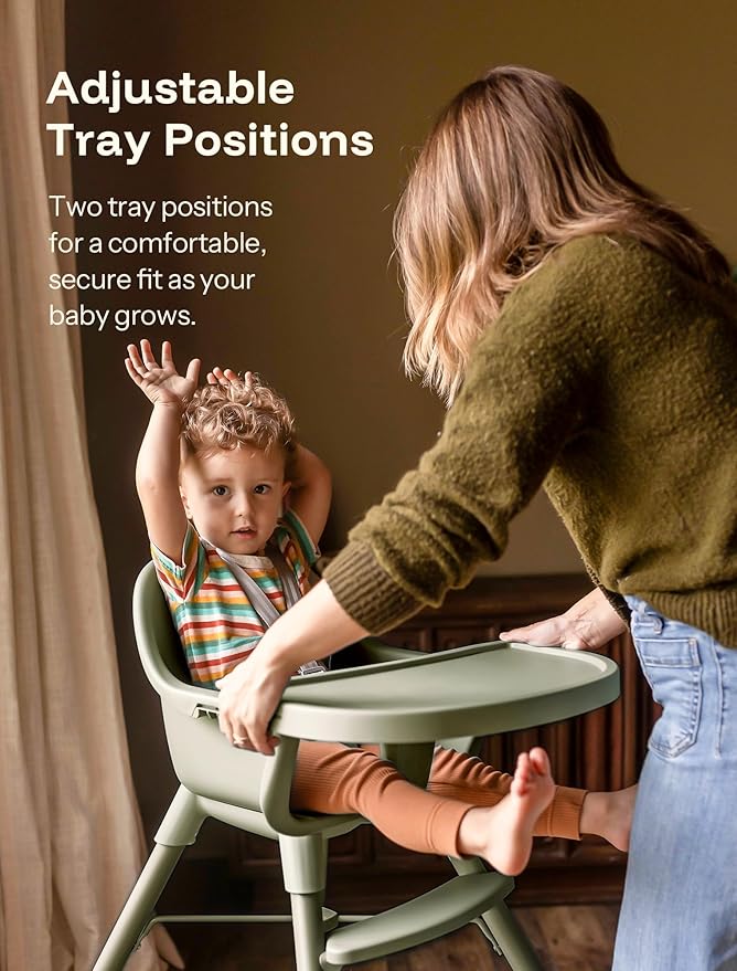 HARPPA 2 in 1 Baby High Chair for Babies and Toddlers, Convertible High Chairs with Removable Double Tray, Waterproof PU Seat Cushion, Anti-Slip Footrest and 5-Point Harness for 6–36 Months, Sage