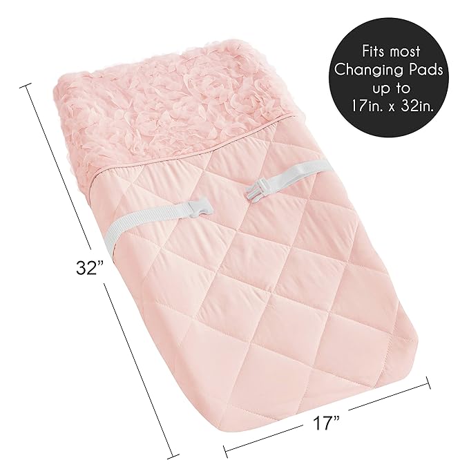 Sweet Jojo Designs Pink Floral Rose Girl Baby Nursery Changing Pad Cover - Solid Light Blush Flower Luxurious Elegant Princess Vintage Boho Shabby Chic Luxury Glam High End Roses