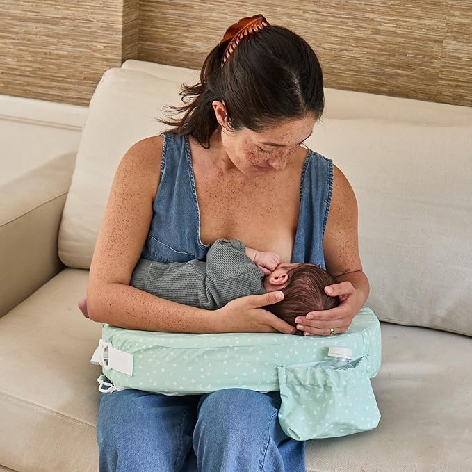 My Brest Friend Original Nursing Pillow Cover - Slipcovers for Baby - Adjustable Fit, Easy Care, Durable - Original Nursing Pillow Not Included, Minty Geo
