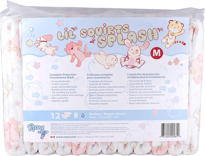Rearz - Lil' Squirts Splash - Adult Printed Diapers (16 Pack) (X-Large)