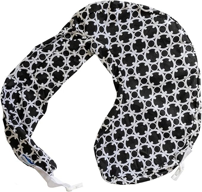 My Brest Friend Original Nursing Pillow Cover - Slipcovers for Baby - Adjustable Fit, Easy Care, Durable - Original Nursing Pillow Not Included, Black and White Marina
