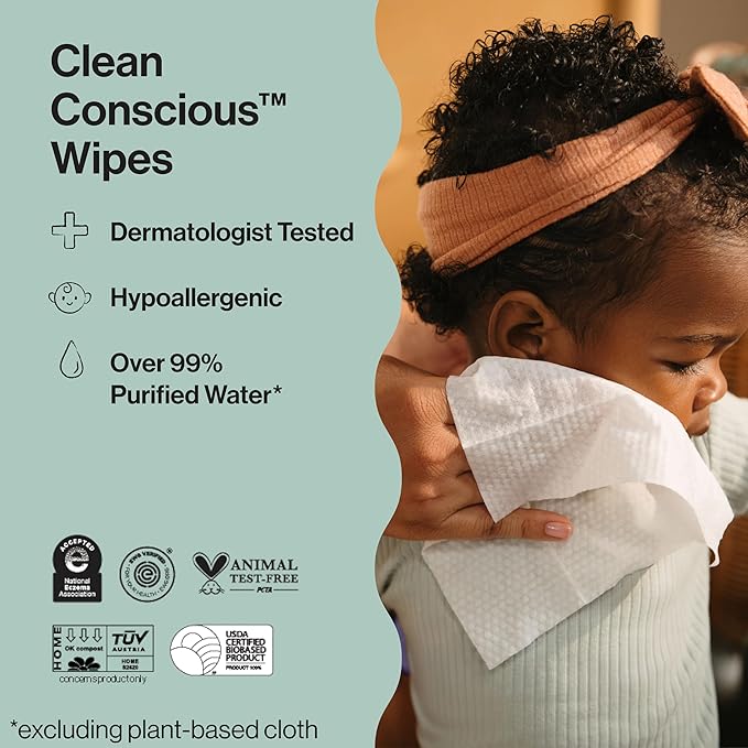The Honest Company Hypoallergenic Multi-Use Baby Wipes for Sensitive Baby Skin, Balance Blues, 288 Count (Pack of 3)