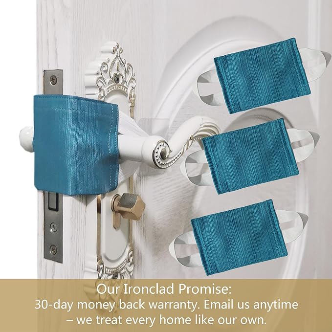 Baby Proof Door Silencer & Cloth Latch Cover, Quiet Close Anti-Slam Pads to Prevent Slamming and Accidental Locking, for Nursery and Toddler Safety (3, Peacock Blue, 4.1 * 3.1 inches)