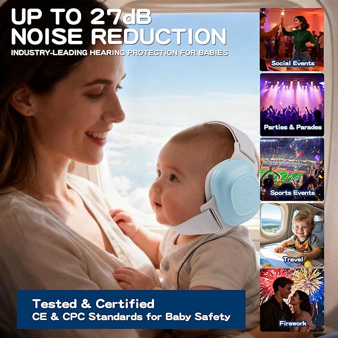 Baby Noise-Cancelling Earmuffs – 2025 Release, Adjustable & Certified Hearing Protection (3–48 Months)