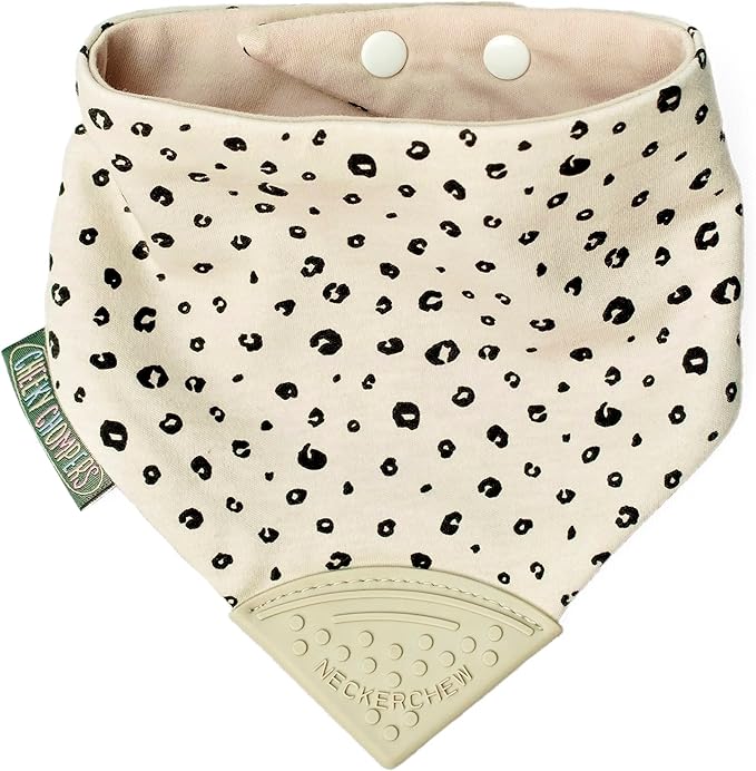 Cheeky Chompers Neckerchew Teething Bib, 2-in-1 Bandana Style Bib w/Food Grade Silicone Teether