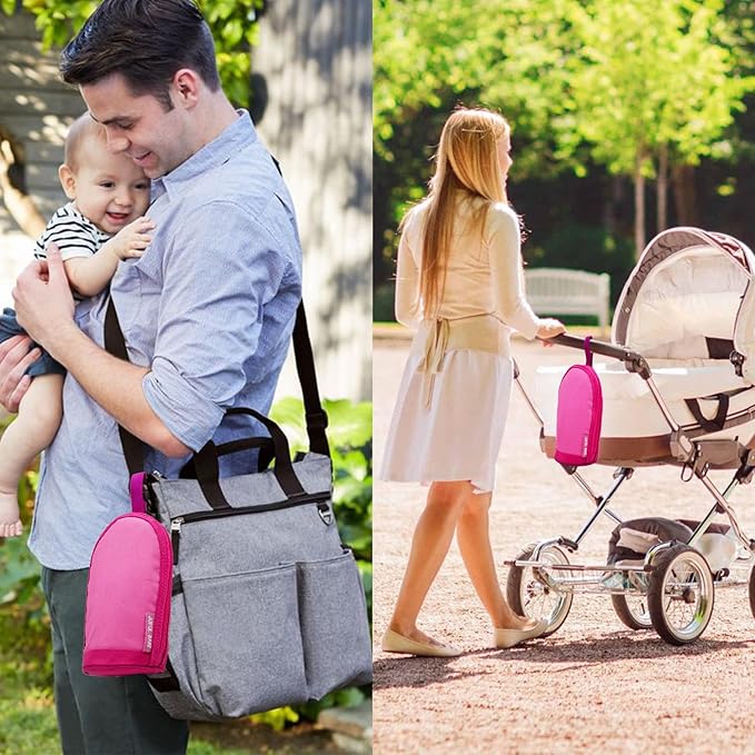 Breastmilk Cooler Bag - Insulated Baby Bottle Travel Bag for Daycare (Two Pieces, Red)