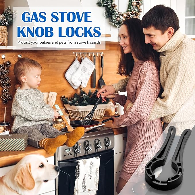 5-Pack Gas Stove Knob Locks for Toddler Safety, for Stove for Baby and Pets Safety (Black)