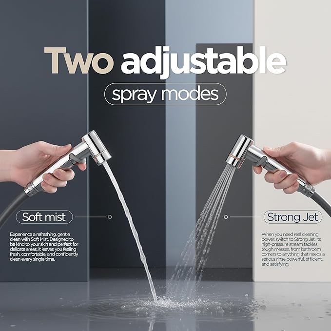 Aqua Earth Bidet Sprayer for Toilet | Handheld Bidet Shattaf Toilet Spray | Bathroom Baby Cloth Diaper Sprayer | Support Wall or Toilet Mount