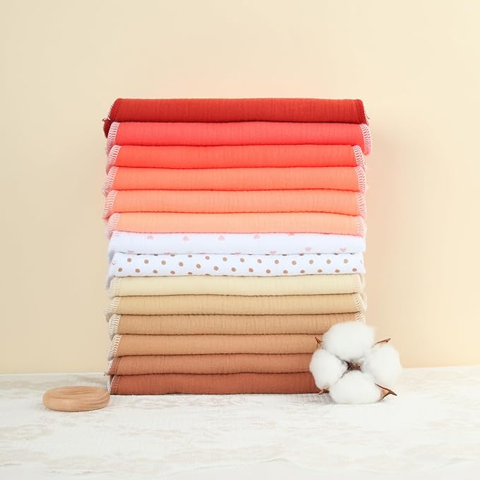 Muslin Burp Cloths 19" x 9", Baby Burping Clothes, Large Extra Soft Absorbent for Unisex Newborn Boys and Girls, 14-Pack