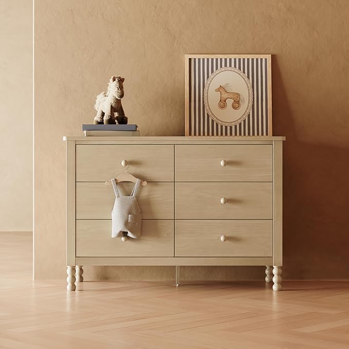 Storkcraft Rio 6 Drawer Dresser (Driftwood) – GREENGUARD Gold Certified, Wood Dresser for Bedroom, Kids & Nursery Storage Chest, Safety Interlocking Drawers, Pre-Installed Tracks, Kids Chest