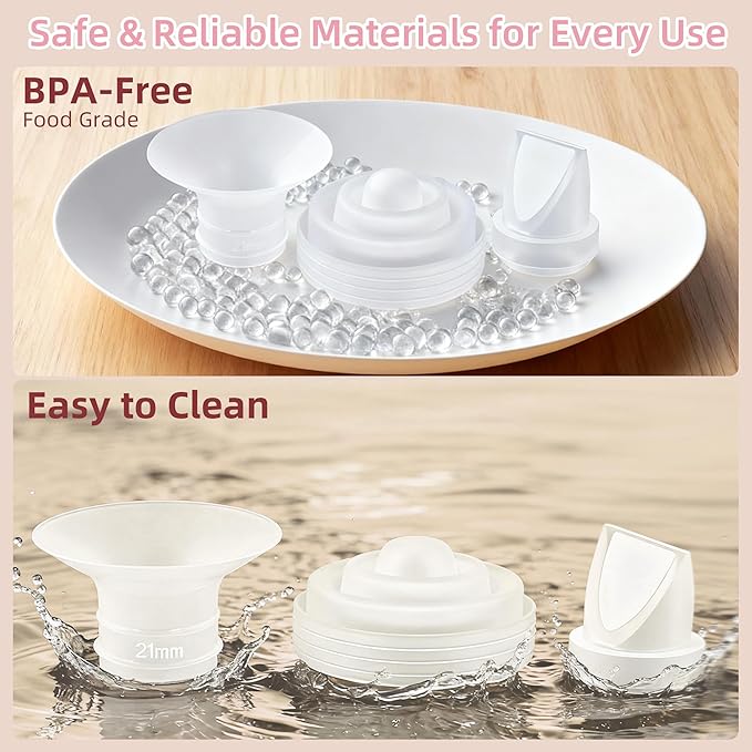 Replacement Parts Kit for Momcozy M5 Wearable Breast Pump – Includes 2 Bottles, 10 Flanges, 8 Duckbill Valves, 4 Membranes, Sizing Ruler & Cleaning Brush – BPA-Free, Easy to Clean