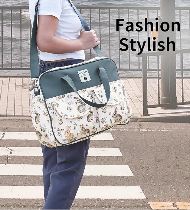 Kamay's Mummy Shoulder Bag Diaper Bag Chic Nappy Changing Bag Tote/Messenger Style Large with Changing Mat, Adjustable Straps