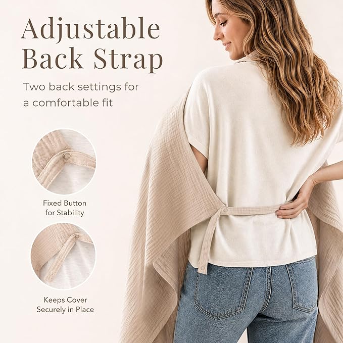Konssy Muslin Nursing Cover for Baby Breastfeeding, Breathable 100% Cotton Breastfeeding Cover with Rigid Hoop for Mother Nursing Apron, Multi-use Carseat Canopy (Summer Wheat)